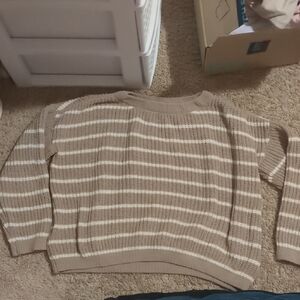 Maurices Beige and White Knit Sweater